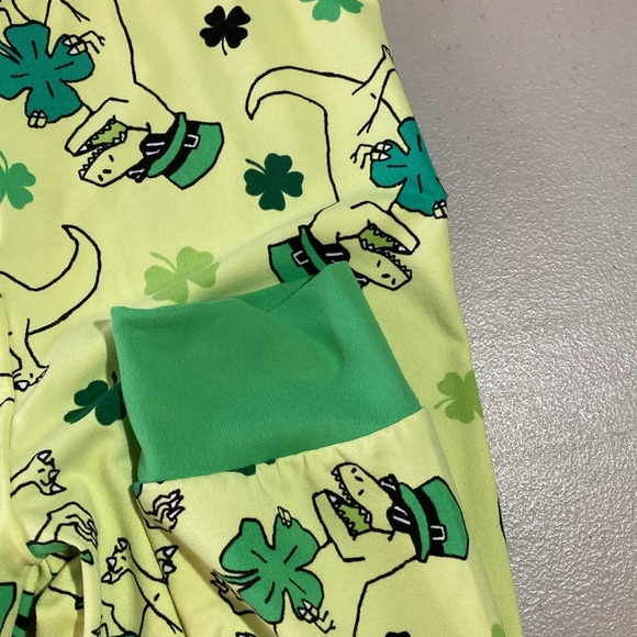 Wonder Nation, Boys PJ Set, Dinosaur, St. Patricks day 4 leaf clover, size 6 - Picture 2 of 13
